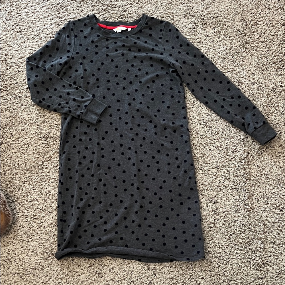 Boden Gray Polka Dot Long Sleeve Dress- WM 8L